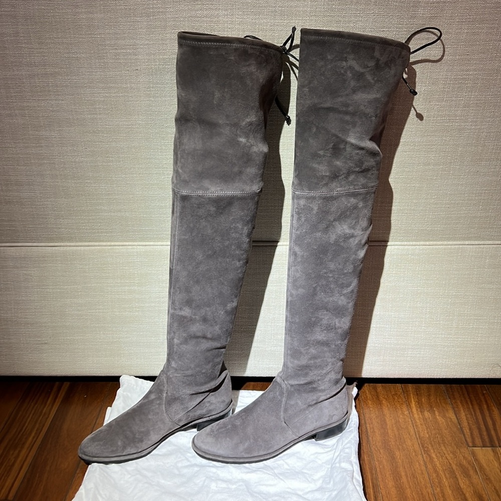 Stuart Weitzman Over the Knee Lowland Boots Size 7 Gray Linda